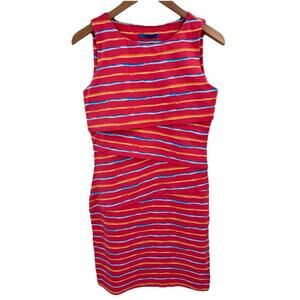 J. MCLAUGHLIN Coral Orange Striped Nicola Tiered Sleeveless Dress S NWT $228
